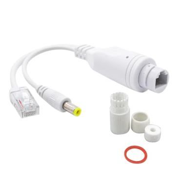 Imagem de Divisor POE de 100 Mbps com entrada Ethernet RJ45 e saída DC RJ45 design à prova d'água para câmeras Web AP sem fio