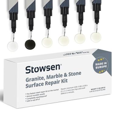 Imagem de Kit de reparo de granito, mármore e pedra – conserte lascas e defeitos em minutos | Restaura azulejos e bancadas com facilidade | para mármore ou pedra de quartzo Corian | Resultados impecáveis sempre | Repara até 20 chips
