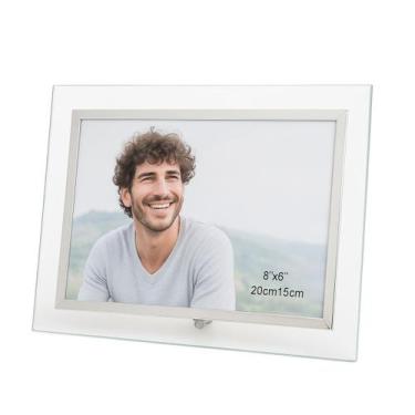 Imagem de Porta Retrato Vidro Prime Borda Prata Para Fotos 15x20 Horizontal - Tu