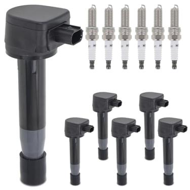 Imagem de SORGHUM Pacote De Bobinas Ignição E Velas Compatíveis Com Acura Rl Tl Tsx Honda Accord Crosstour Odyssey, Substituição Nº Uf603 5C1681 E1103 Ic693 C1624 30520-R70-A01 90207-Raa-A01, Conjunto 6
