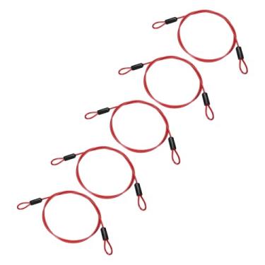Imagem de PATIKIL Cabo de aço inoxidável revestido de vinil de 3/40.6 cm de diâmetro com laços, 5 peças de corda de fio flexível de 1,5 m (152.4 cm) Cadeado de corrente de segurança para iluminação de palco ao