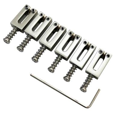 Imagem de OVSAL Selas De Ponte Guitarra 10,5 Mm Liga Zinco Tremolo Para Fender Strat Stratocaster Telecaster Elétrica 6 Cordas (Níquel Perolado)