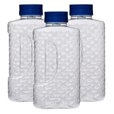 Imagem de Kit 3 Garrafa Geladeira Água Jarra Suco Com Tampa Higiênica Automatica Com Efeito Cascata 1,9 Litro (Azul)