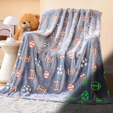 Imagem de Wajade Bolas esportivas presentes brinquedos para meninos meninas - cobertor de bolas esportivas que brilham no escuro aniversário decoração de Natal para crianças de 3 4 5 6 7 8 9 10 11 12 anos de