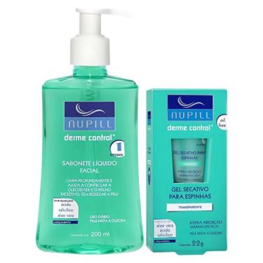 Imagem de Kit Sabonete Liquido Facial + Gel Secativo Espinha Nupill Derme Contro