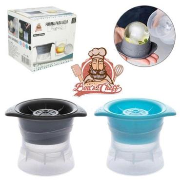 Imagem de Forma de gelo bola esferica de plastico com tampa de silicone colors -
