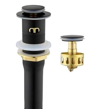 Imagem de 5th Ave Fixtures Ralo Pop-Up Para Pia De Banheiro 5ª Avenida Com Filtro, Coletor Cabelo, Antientupimento, Tampa Fácil Usar Todas As Pias, Preto Fosco