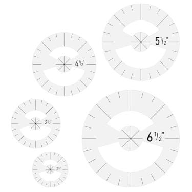 Imagem de Conjunto de modelo de acolchoado de régua de círculo claro de 5 peças - réguas de acrílico de 5 camadas para tecido de corte, medidas e costura (2 peças)