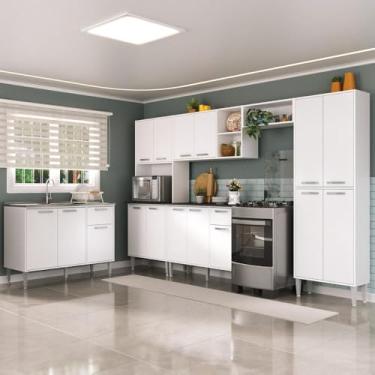 Imagem de Armário de Cozinha Modulada Completa 6 Pçs com Balcão para Pia Siena Multimóveis Mp2285 Branco