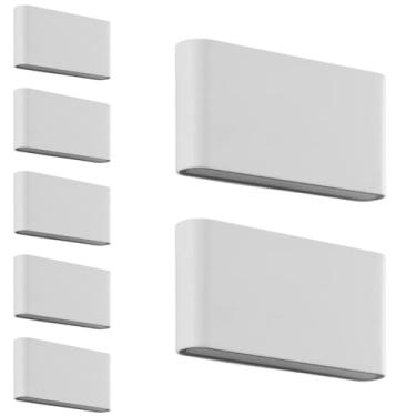 Imagem de Kit 7x Arandela Externa Slim Pastilha Alumínio Branca Facho Duplo LED 3000K 12W IP45 Bivolt