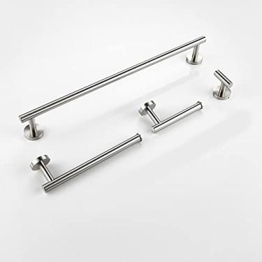 Imagem de Acessórios para banheiro multicoloridos - Suporte redondo para papel higiênico com suporte para toalhas | Aço inoxidável escovado, 3 peças