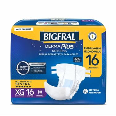 Imagem de Fralda Descartável Bigfral Derma Plus Adulto Noturno XG 16 Unidades