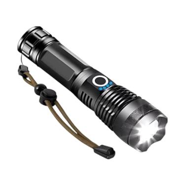 Imagem de Lanterna Tática LED, 990.000W, 5 Modos de Luz, Bateria Recarregável USB, Alcance 500m, Preta