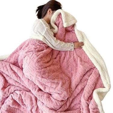 Imagem de Cobertor Manta Glamour Com Sherpa Lã De Carneiro Casal Dupla Face 1,80 x 2,20 Super Macia,cobertor casal grosso(Pink)