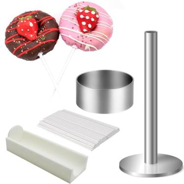 Imagem de Conjunto de molde de bolo de aço inoxidável com empurrador – Kit de cortador de bolo reutilizável para petiscos redondos perfeitos – Ferramentas de cozimento duráveis para aniversários, casamentos e