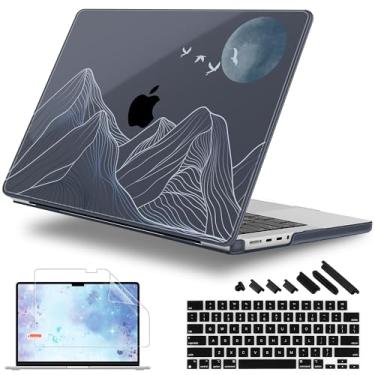 Imagem de Lepeoac Compatível com MacBook Pro 16 polegadas 2023 2022 2021 capa M3 A2991 M2 A2780 M1 A2485 Pro Max, capa rígida de plástico com capa de teclado e protetor de tela, montanha abstrata