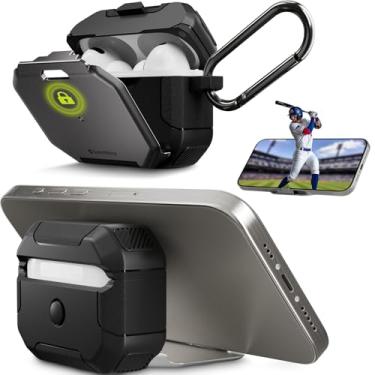 Imagem de SwitchEasy Capa Defender+ AirPods Pro 2ª geração e 1ª geração – Capa de carregamento sem fio com suporte para celular, proteção à prova de choque para Apple AirPods, capa protetora para AirPods –