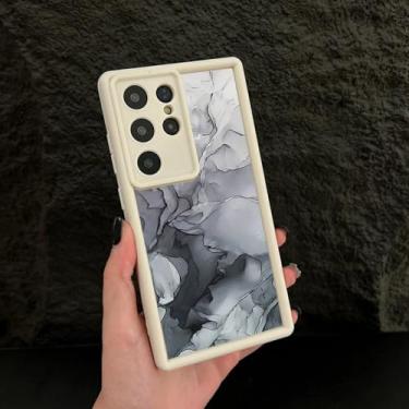 Imagem de YOGISU Capa de TPU macio com padrão de mármore retrô para Samsung A56 (para Samsung A56/Branco 047)