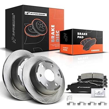 Imagem de A-Premium Kit De Rotores Freio A Disco Ventilados Traseiros 12,80 Pol. (325 Mm) + Pastilhas Cerâmica Compatíveis Com Modelos Selecionados Da Chevy E Gmc - Silverado 1500/Sierra 1500 99-06, Tahoe/Yuk