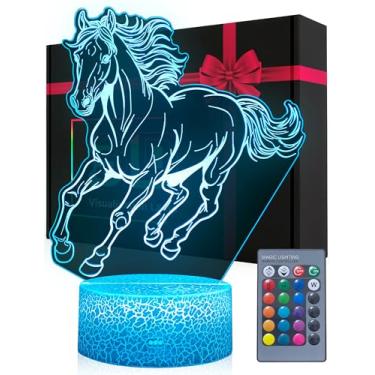 Imagem de ARERG Brinquedos de cavalo, luz noturna, material de cavalo, lâmpada de mudança de 16 cores com controle remoto, presentes de cavalos para quarto de meninas, aniversário, feriado e dia de Natal
