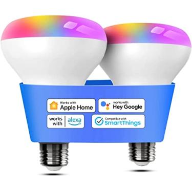 Imagem de Meross Lâmpada inteligente, BR30 Flood WiFi lâmpadas LED compatíveis com Apple HomeKit, Alexa, Google Assistant e SmartThings, regulável E26 multicolorido 2700K-6500K RGBCW, 1300 lúmens equivalente a