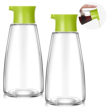 Imagem de LOYIM Conjunto de 2 dispensadores de óleo e vinagre de 272 g para garrafa de molho de soja e vinagre de azeite de oliva, recipiente de molho de soja para cozinha e churrasco (verde)