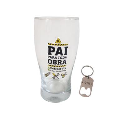 Imagem de Copo Com Chaveiro Personalizado Vidro 580ml Dia Dos Pais Presente Cerv