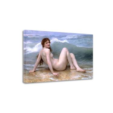 Imagem de LXURY Bouguereau. A onda. Reprodução de pinturas famosas. Arte de parede em tela. Pôsteres e impressões. Imagem para decoração de casa 30 x 39 cm Moldura interna