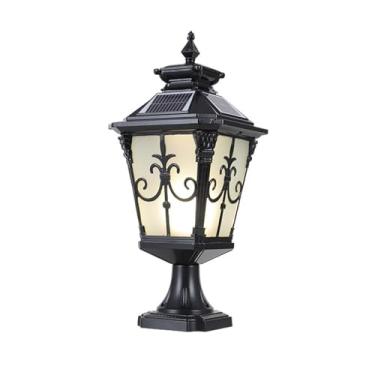 Imagem de Lanterna De Pilar Solar Externo Com Poste De Montagem Em Píer Com Iluminação Pública De Vidro Fosco Para Quintal Jardim Entrada De Automóveis, Bronze(electricity), Small