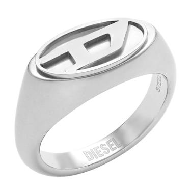 Imagem de Diesel Anel masculino prata com logotipo de aço inoxidável (modelo: DX1475040), Aço inoxidável, Sem pedra preciosa