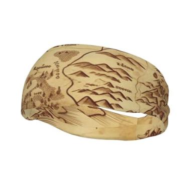 Imagem de Bandanas de corrida para homens e mulheres, mapa do tesouro, faixas de suor vintage, absorção de umidade, esportivas, lenço de cabeça atlético, faixa de cabelo elástica para tênis, basquete, corrida