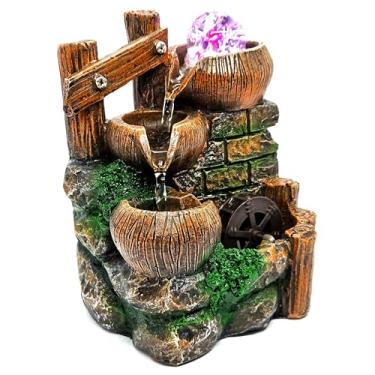 Imagem de Fonte De Água Cascata Relaxante Decorativa Com LED 3 Quedas Moinho