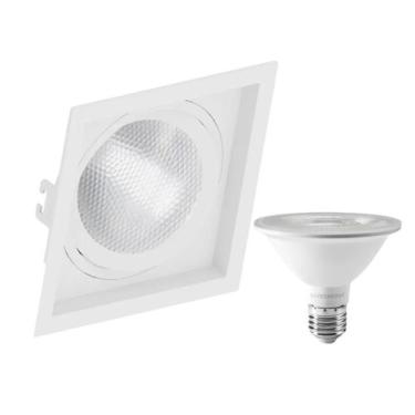 Imagem de Spot Embutir Quadrado Recuo PAR30 + 1 Lâmpada LED 10W 3000K E27 - SAVE