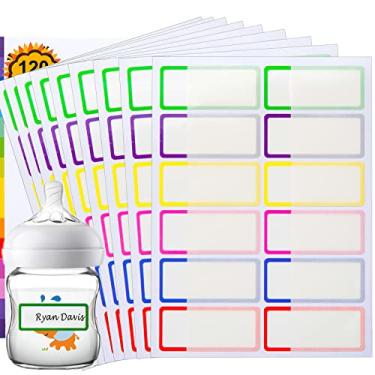 Imagem de Coowayze Etiquetas De Nome À Prova D'Água Para Crianças, Creche, Mamadeiras, Garrafas Água, 120 Peças, Adesivos Etiqueta, Material Escolar, Autolaminados, Laváveis Na Máquina Lavar Louça, Personaliz