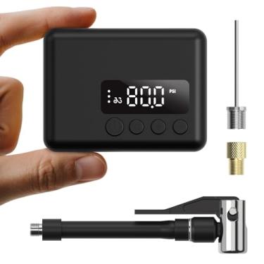 Imagem de Mini bomba de bicicleta, bomba de bicicleta elétrica de inflação rápida 25s com medidor, bomba de pneu portátil de 130 psi, bomba de ar infladora com válvula Presta e Schrader, acessórios para