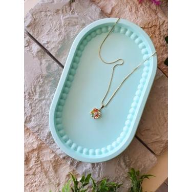 Imagem de Bandeja Bubble Oval - Diversas Cores - Artesanal - Para decoração, porta joia, acessórios (Verde Menta)