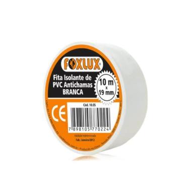 Imagem de Kit 10 Fita Isolante Antichamas Branca 19mm x 10m - Foxlux