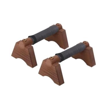 Imagem de UGPLM 2 peças de barra de flexão de madeira, suporte para adultos, barras paralelas resistentes, alças para flexão, academia em casa, ginástica e fitness, Coffee L