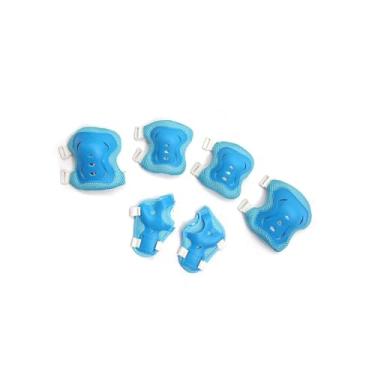 Imagem de Dynwave Conjunto de protetores de pulso, cotovelo, joelho, protetores de skate, equipamento de proteção infantil para skate, ciclismo e atividades ao ar livre, Azul