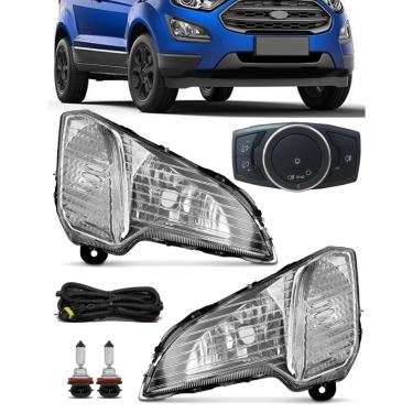 Imagem de Kit Farol de Milha Neblina Ford Nova Ecosport 2017 2018 2019 2020 - Botão Painel