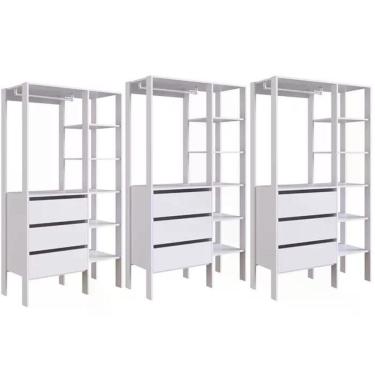 Imagem de Kit 03 Modulos Para Closet 03 Gavetas Db001 Branco Pp Milani Store Branco