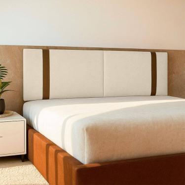 Imagem de Painel Suspenso Cabeceira Dobrável Pietro Para Cama Box Casal 140cm Boucle