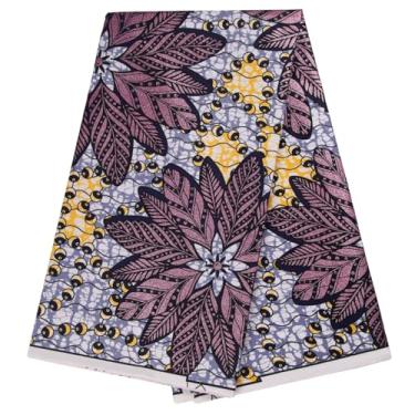 Imagem de ANNINGWAX Tecido African Batik Ankara Wax Print Kente Bronzing Gold Stamping Fabric 6 jardas