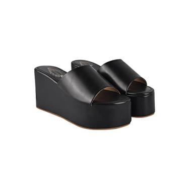 Imagem de Shoetopia Sandália de salto pequeno para meninas, Preto, 8 UK