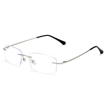 Imagem de Óculos ultraleves sem armação com aro dourado para negócios, anti-luz azul requintada, óculos da moda, prata, C