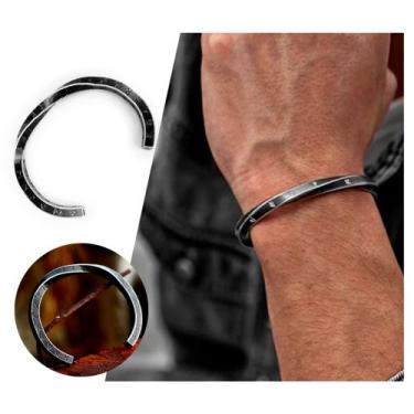 Imagem de Pulseira Masculina Viking Runas Bracelete Torcido Aço Inox Motorcycle 
