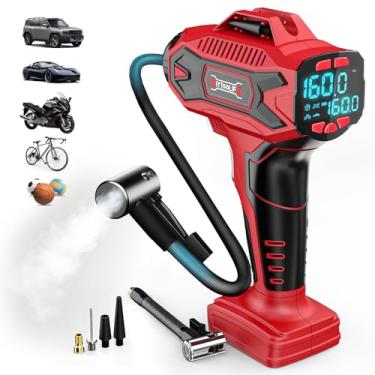 Imagem de Compressor de ar inflador de pneu sem fio 160PSI compatível com bateria Milwauke de 18 V, bomba de ar portátil portátil com medidor de pressão digital, inflação rápida para carros, motocicletas e