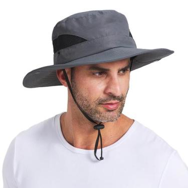 Imagem de Chapéu Sun Bucket PFFY para homens com aba de 7,6 cm de largura UPF 50