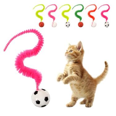 Imagem de Classicseali 6 bolas saltitantes para gatos, bola saltitante de gato lagarta, bola mágica com cauda, bolas de pelúcia com cauda, para brincar com animais de estimação, coloridas