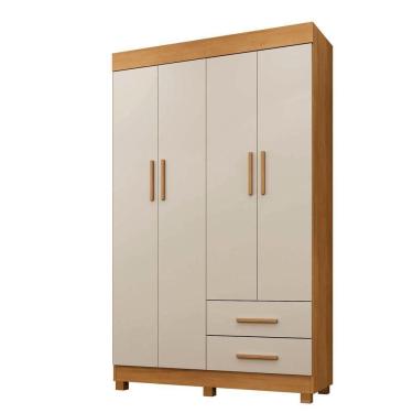 Imagem de Guarda Roupa New Copacabana 4 Portas 2 Gavetas 5 Prateleiras Cinamomo Off